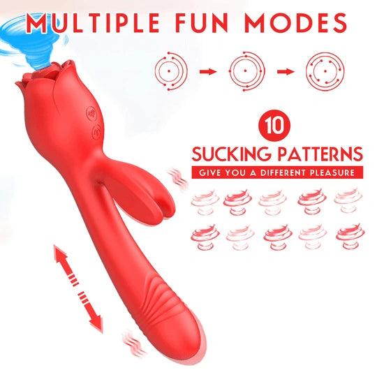 Three-in-One Rabbit-Style Suction Massager