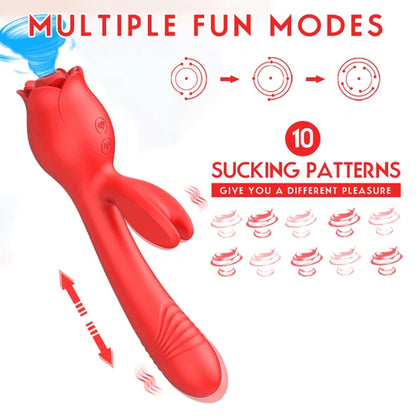 Three-in-One Rabbit-Style Suction Massager