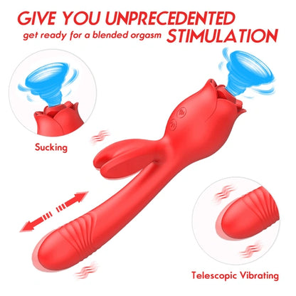Three-in-One Rabbit-Style Suction Massager